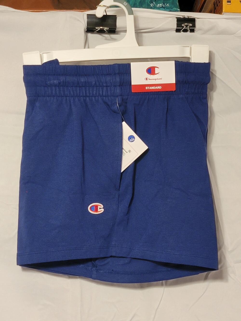 Champion Womens' Iconic Cinch Waist Essentials Jersey Shorts Blue Depths Sz M